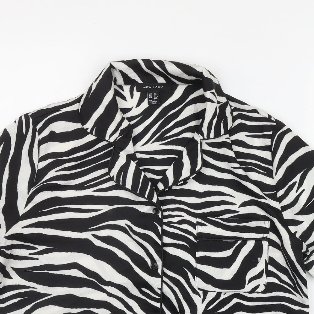 Womens UK Size 10 New Look Black Basic Button-Up