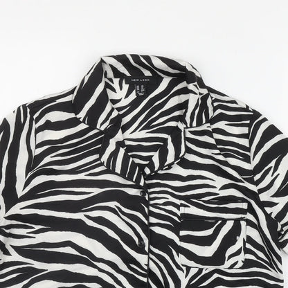 Womens UK Size 10 New Look Black Basic Button-Up