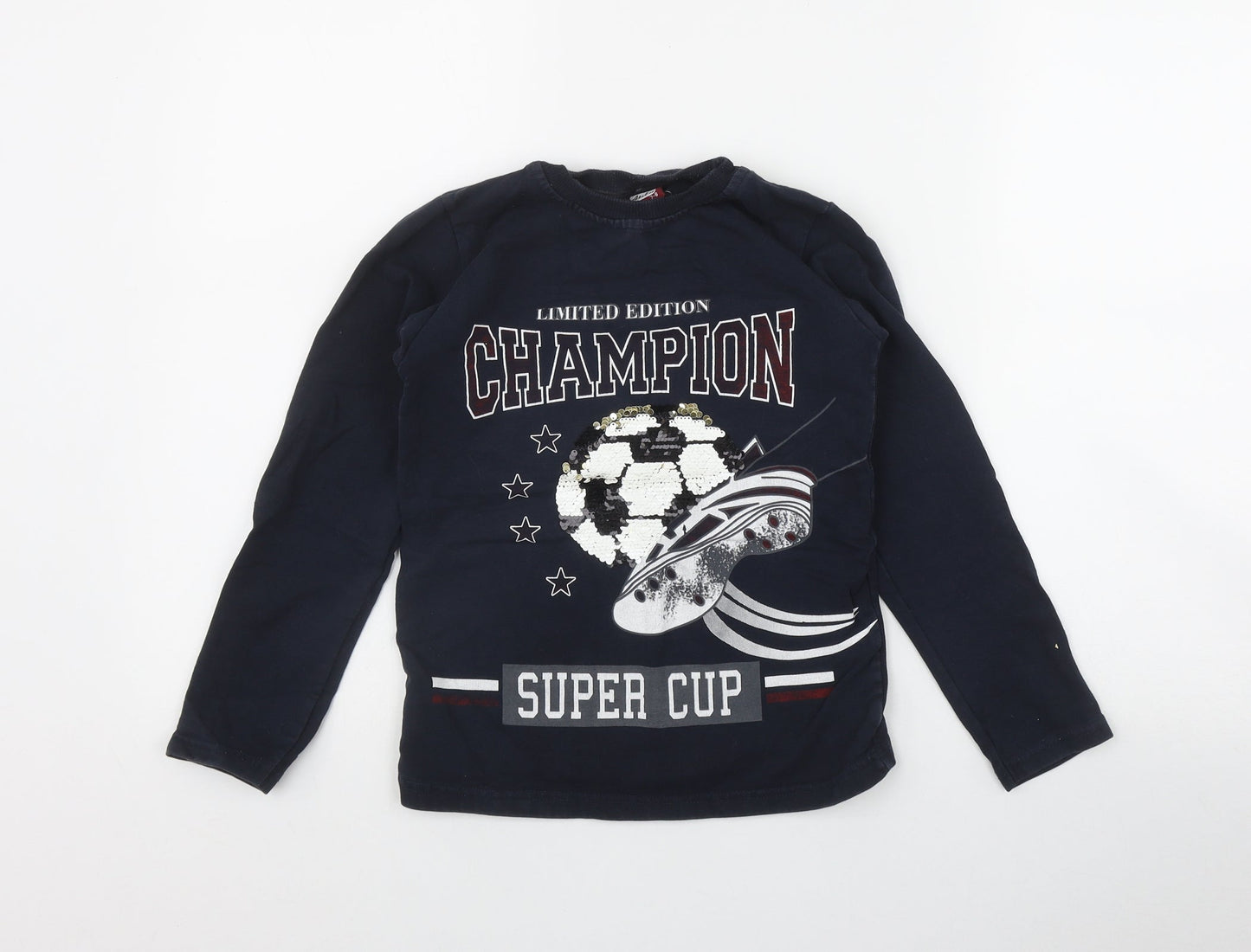 Atabay Boys Blue  Cotton Pullover Sweatshirt Size 7-8 Years  Pullover - Football