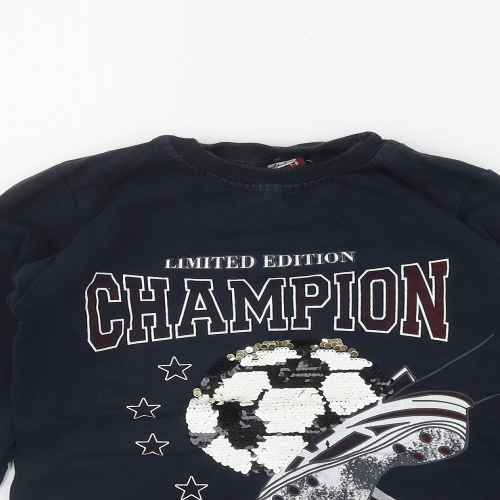 Atabay Boys Blue  Cotton Pullover Sweatshirt Size 7-8 Years  Pullover - Football