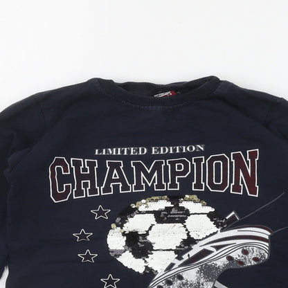 Atabay Boys Blue  Cotton Pullover Sweatshirt Size 7-8 Years  Pullover - Football
