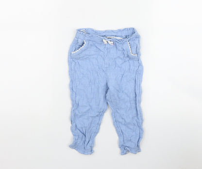 H&M Girls Blue  Cotton Jogger Trousers Size 2 Years  Regular Pullover
