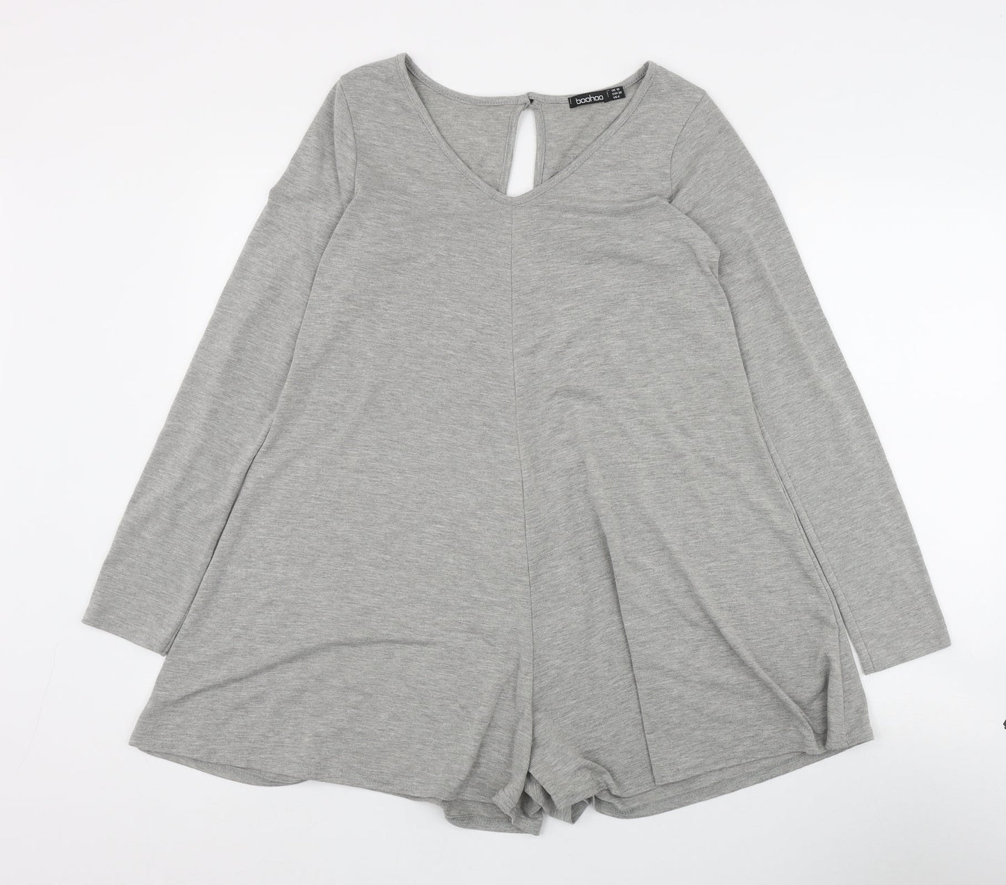 Boohoo Womens Grey  Polyester Playsuit One-Piece Size 10 L3 in Button