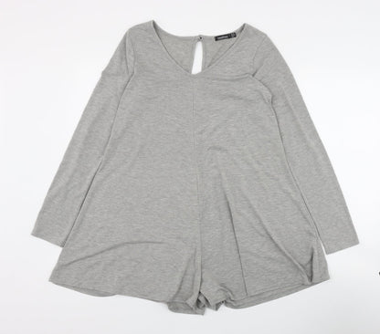 Boohoo Womens Grey  Polyester Playsuit One-Piece Size 10 L3 in Button