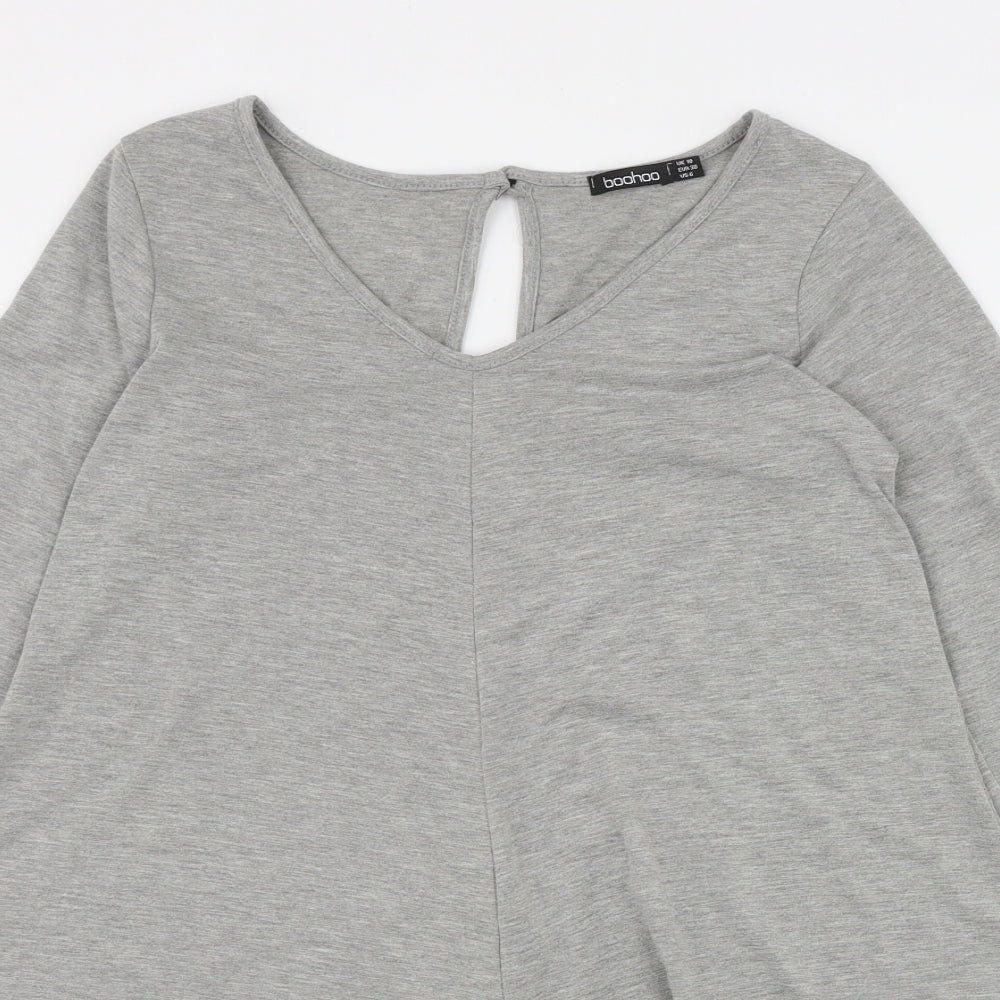 Boohoo Womens Grey  Polyester Playsuit One-Piece Size 10 L3 in Button
