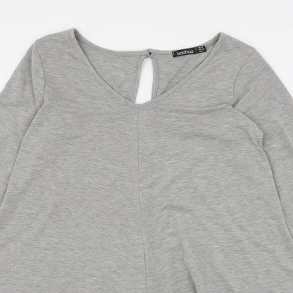 Boohoo Womens Grey  Polyester Playsuit One-Piece Size 10 L3 in Button