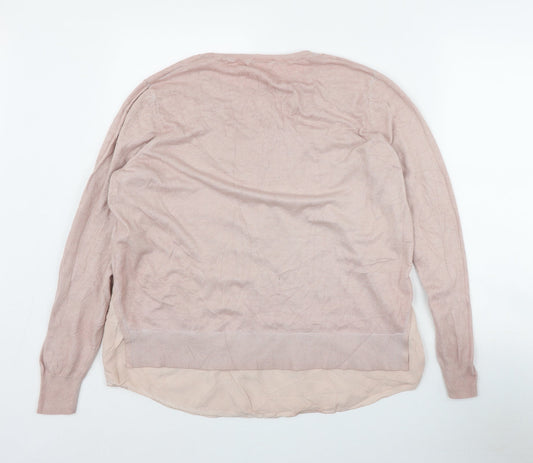 Indigo Womens Pink Round Neck  Cotton Pullover Jumper Size 18