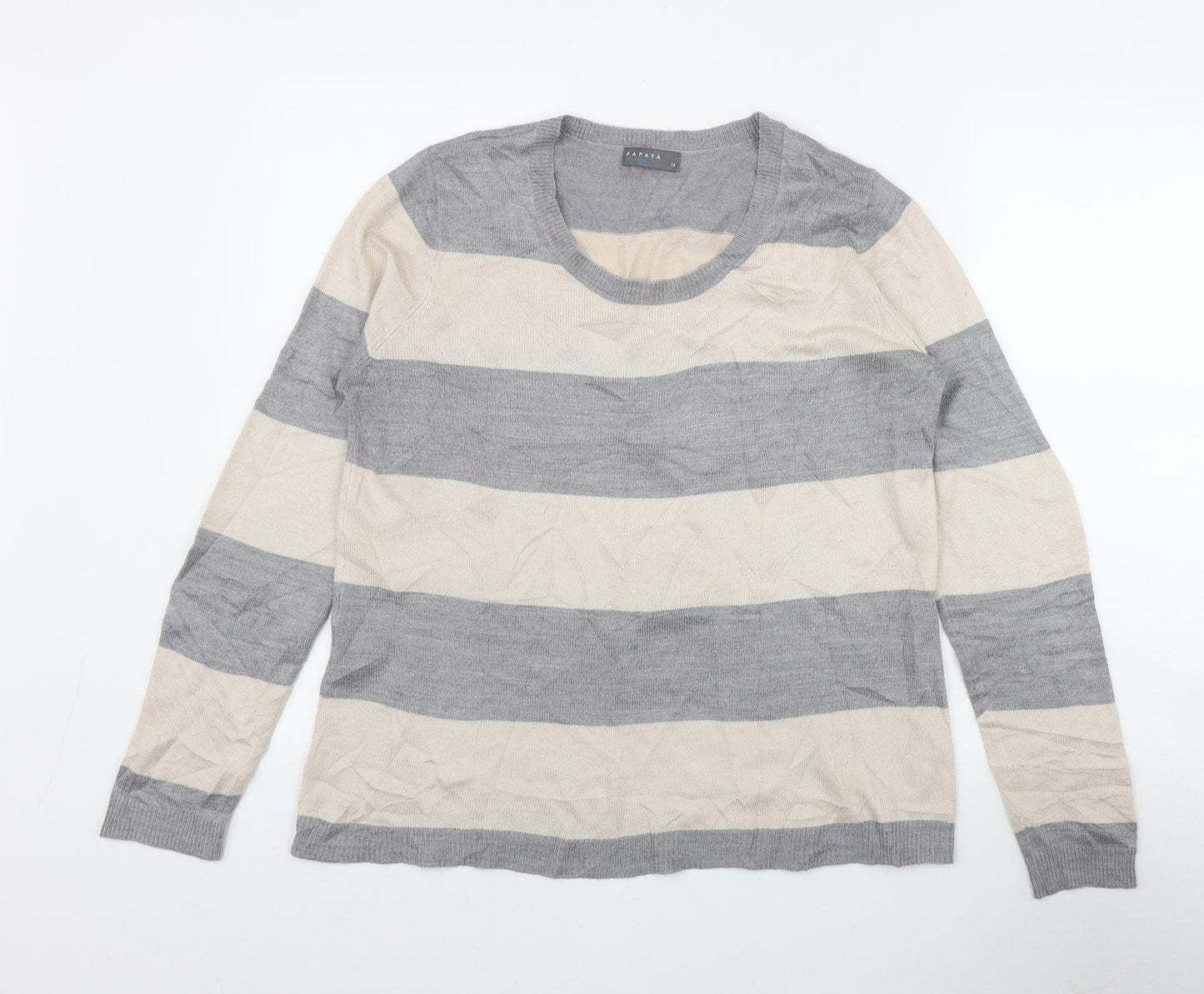 Womens UK Size 14 Papaya Grey Pullover Jumper