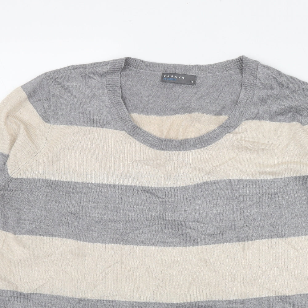 Womens UK Size 14 Papaya Grey Pullover Jumper
