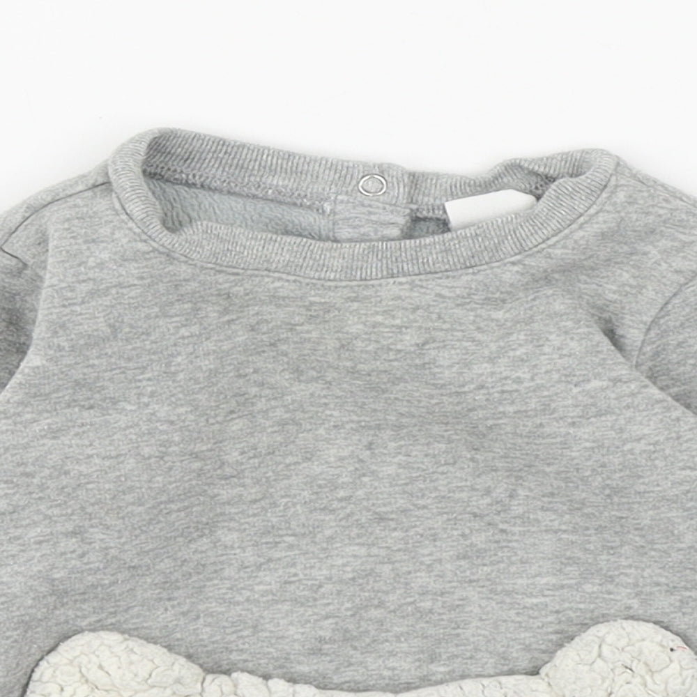Gap Baby Grey  Cotton Pullover Jumper Size 6-9 Months  Button - Polar Bear