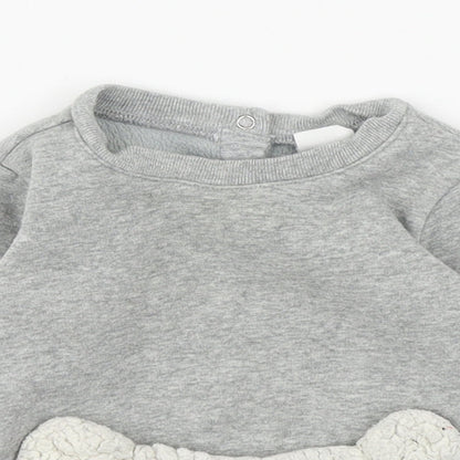 Gap Baby Grey  Cotton Pullover Jumper Size 6-9 Months  Button - Polar Bear