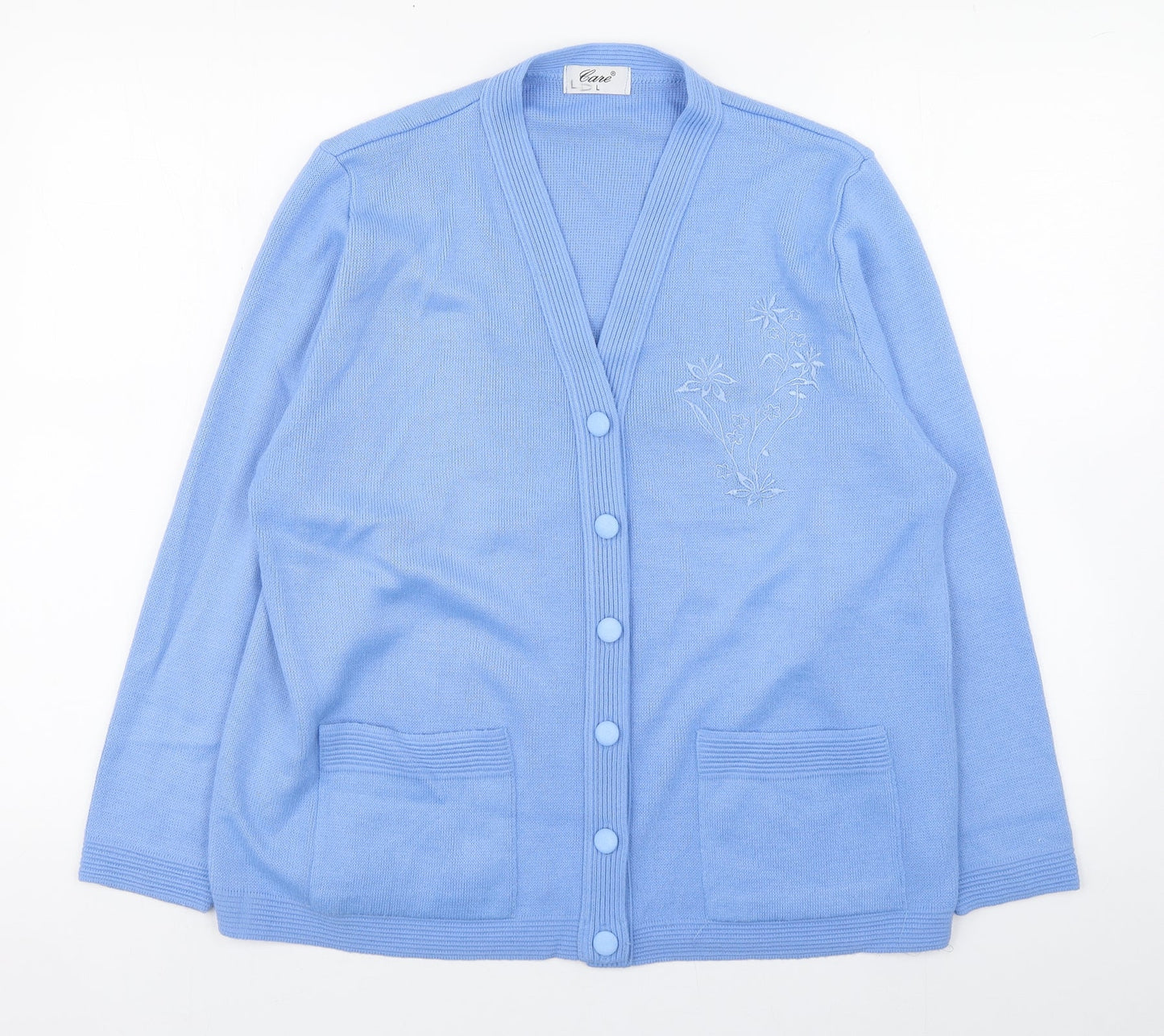 Womens UK Size L Care Blue Cardigan Jumper