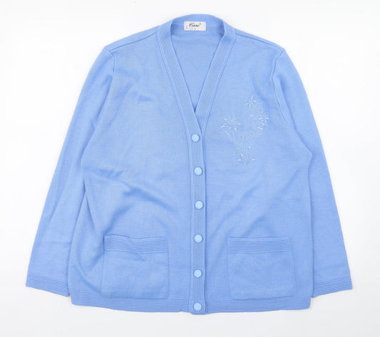 Womens UK Size L Care Blue Cardigan Jumper