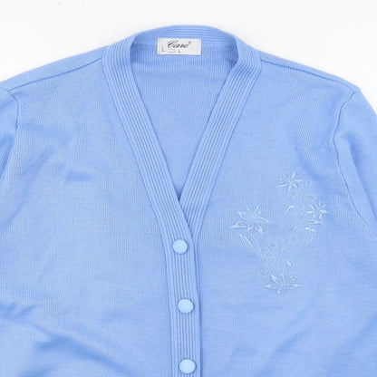 Womens UK Size L Care Blue Cardigan Jumper