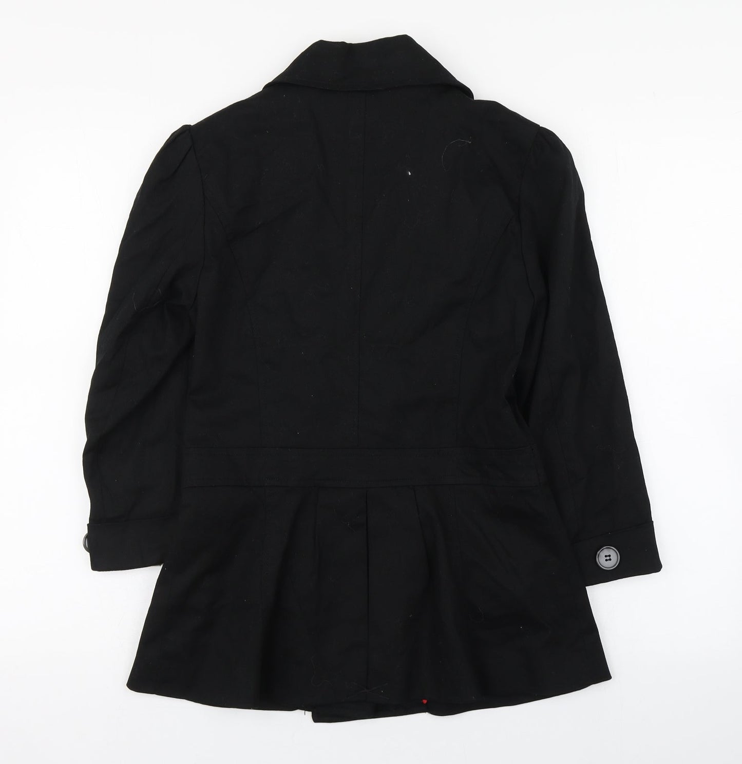 Primark Womens Black   Military Jacket Coat Size 10  Button