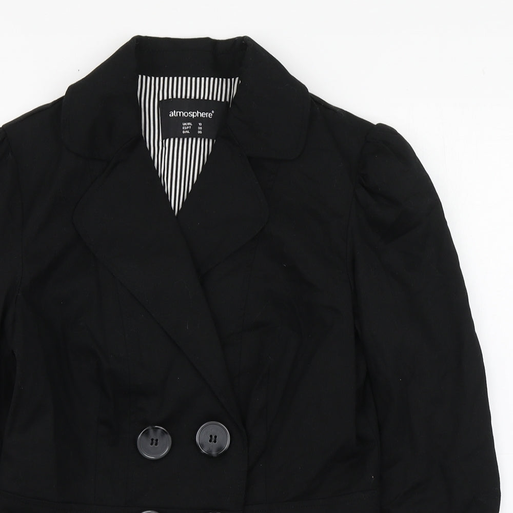 Primark Womens Black   Military Jacket Coat Size 10  Button