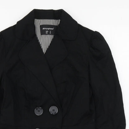 Primark Womens Black   Military Jacket Coat Size 10  Button