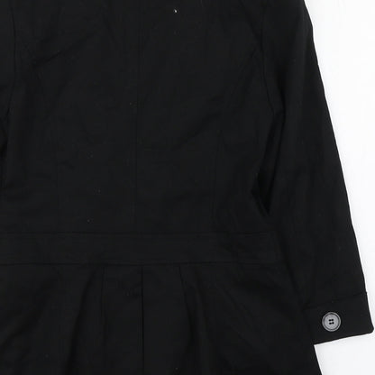 Primark Womens Black   Military Jacket Coat Size 10  Button