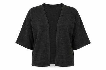 Front view of Dorothy Perkins women’s grey v-neck acrylic cardigan jumper, size UK 14