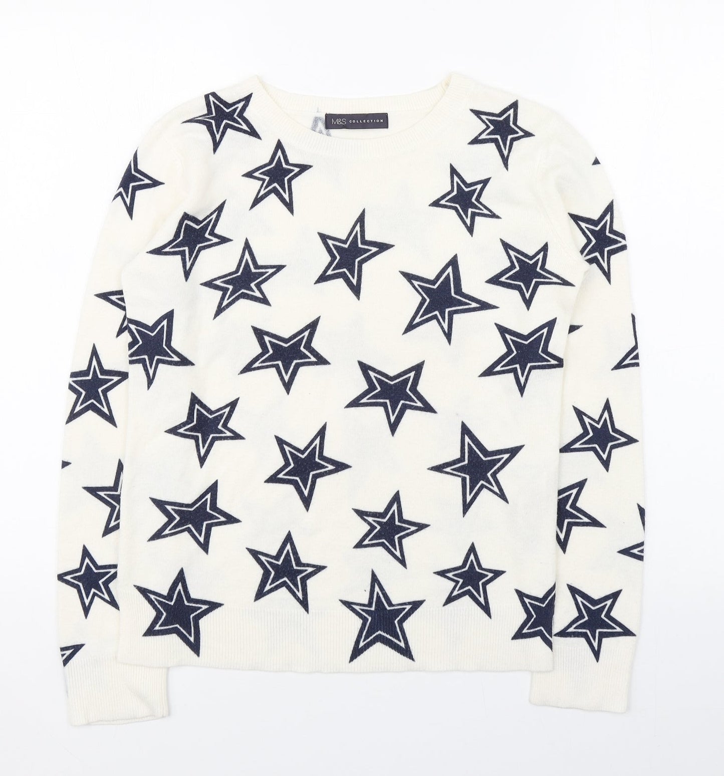 Womens UK Size 8 Marks and Spencer White Pullover Jumper