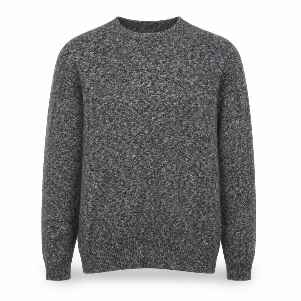 Front view of Croft & Barrow men’s grey round neck cotton jumper, size L