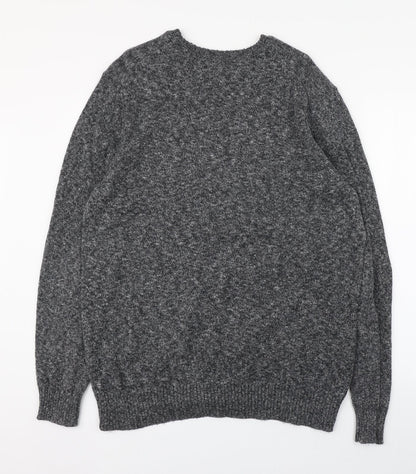 Croft & Barrow Mens Grey Round Neck  Cotton Pullover Jumper Size L
