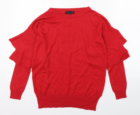 F&F Womens Red Round Neck  Viscose Pullover Jumper Size 10