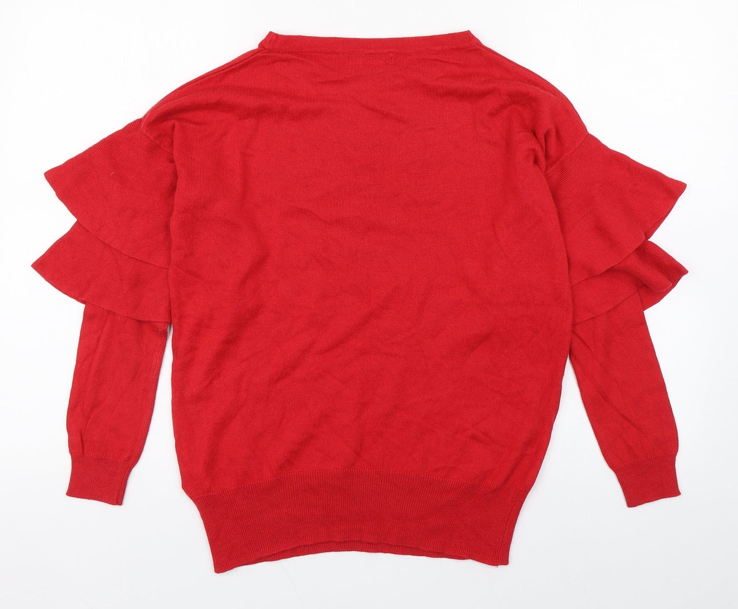 F&F Womens Red Round Neck  Viscose Pullover Jumper Size 10