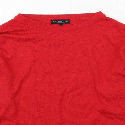 F&F Womens Red Round Neck  Viscose Pullover Jumper Size 10