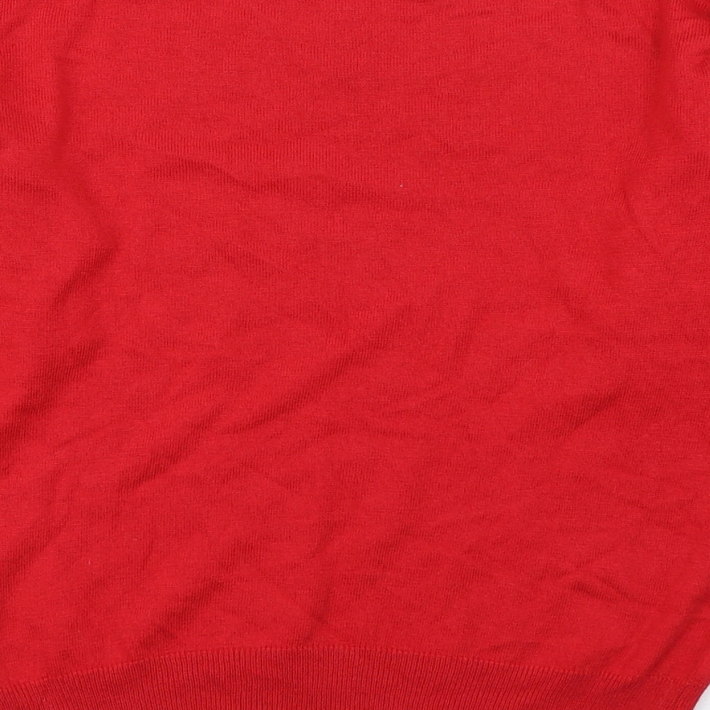 F&F Womens Red Round Neck  Viscose Pullover Jumper Size 10