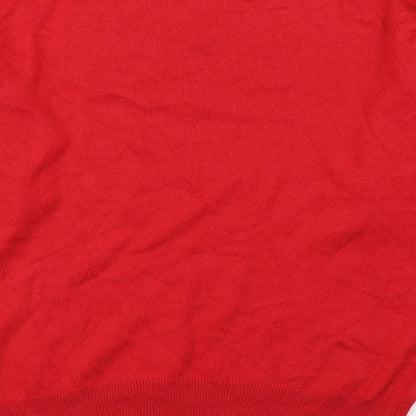 F&F Womens Red Round Neck  Viscose Pullover Jumper Size 10