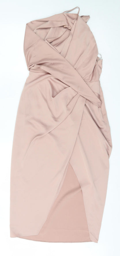 ASOS Womens Pink  Polyester Shift  Size 10  Cowl Neck Zip
