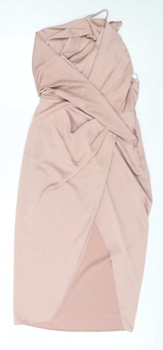 ASOS Womens Pink  Polyester Shift  Size 10  Cowl Neck Zip