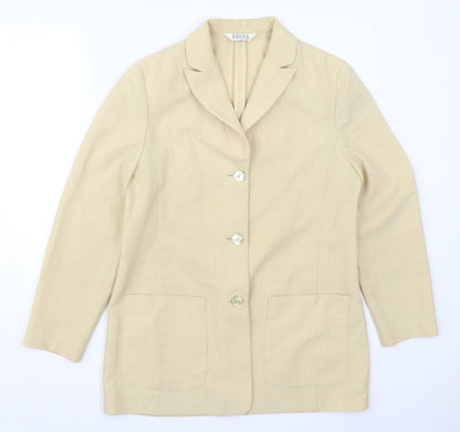 Additional front view of Focus women’s beige jacket, size UK 12, button