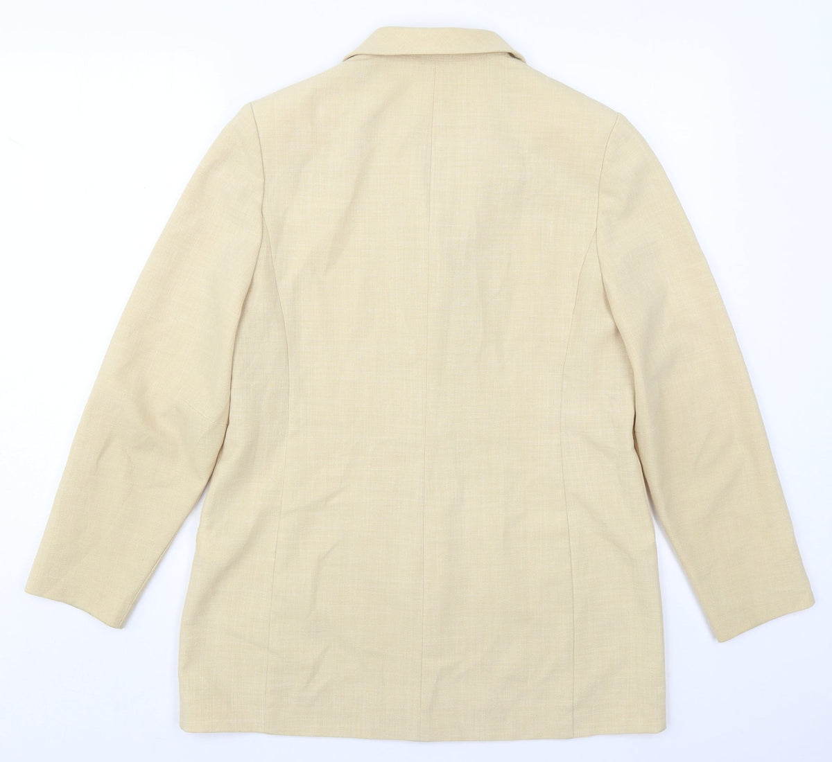 Back view of Focus women’s beige jacket, size UK 12, button