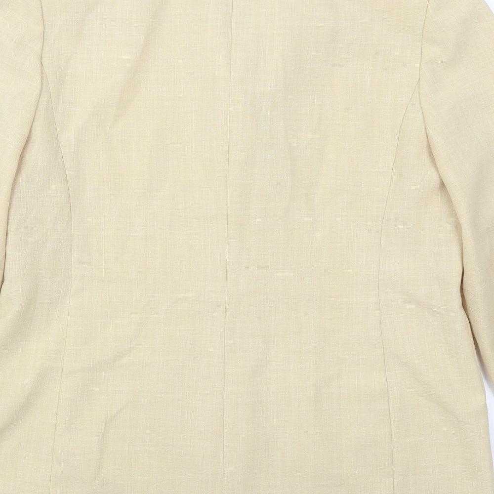 Brand and care label for Focus women’s beige jacket, size UK 12, button
