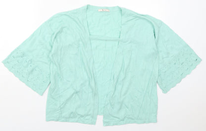 TU Womens Green V-Neck  Nylon Cardigan Jumper Size 12