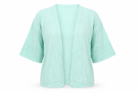 Front view of Tu women’s green v-neck nylon cardigan jumper, size UK 12