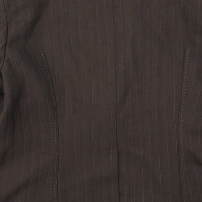 F&F Womens Brown Striped Polyester Jacket Suit Jacket Size 18