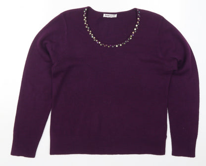 Womens UK Size M Bonmarché Purple Pullover Jumper