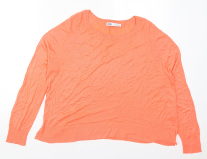 Zara Womens Pink Round Neck  Acrylic Pullover Jumper Size M