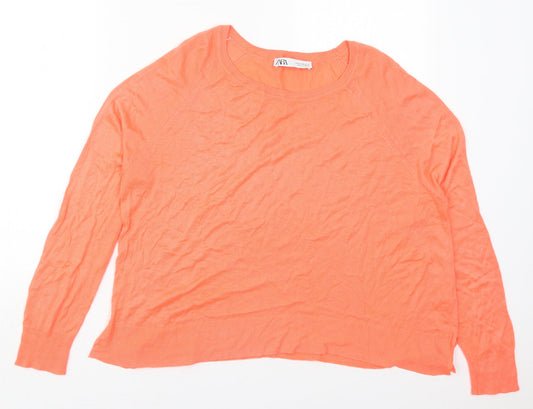 Zara Womens Pink Round Neck  Acrylic Pullover Jumper Size M