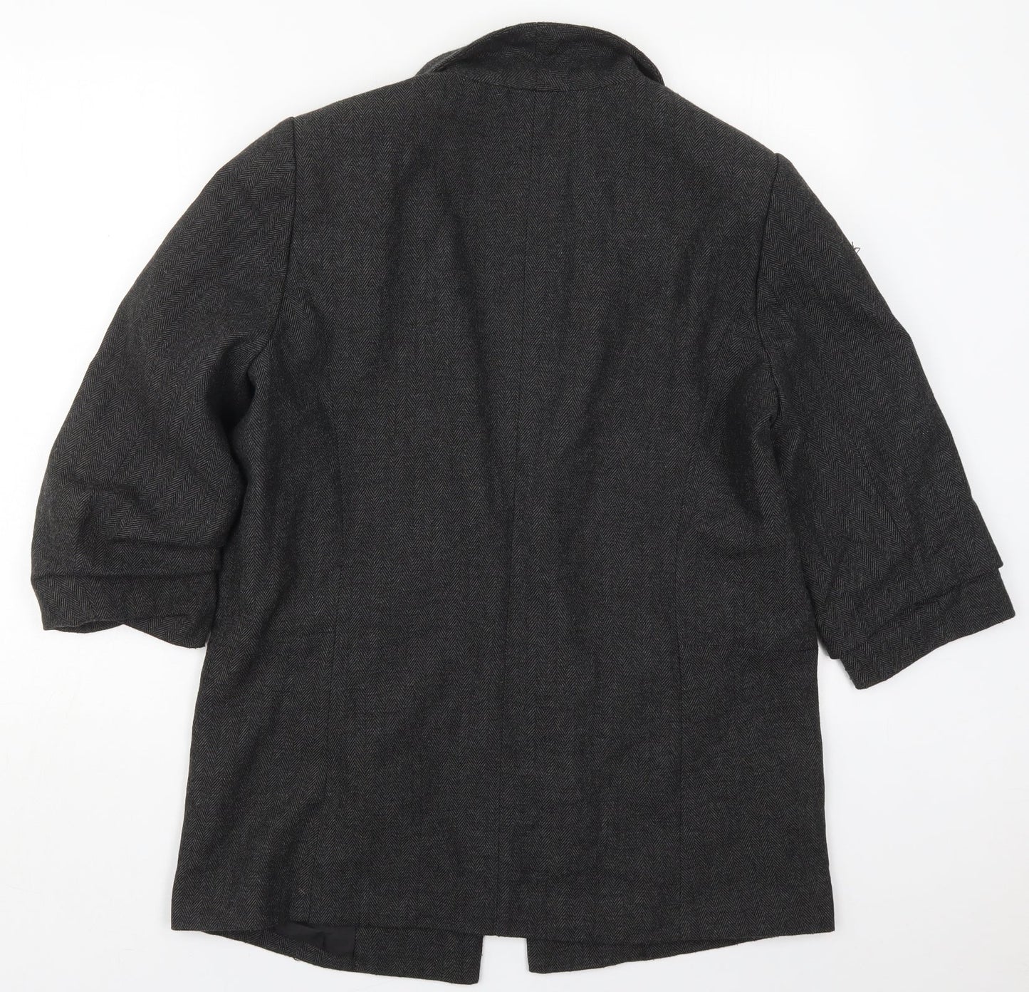 Primark Womens Grey Herringbone Polyester Jacket Blazer Size 16