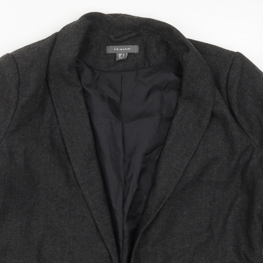 Primark Womens Grey Herringbone Polyester Jacket Blazer Size 16