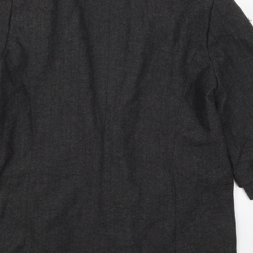 Primark Womens Grey Herringbone Polyester Jacket Blazer Size 16