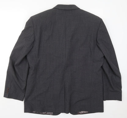 Cohesion Mens Grey Striped Wool Jacket Suit Jacket Size 44