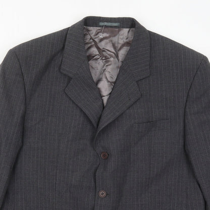 Cohesion Mens Grey Striped Wool Jacket Suit Jacket Size 44