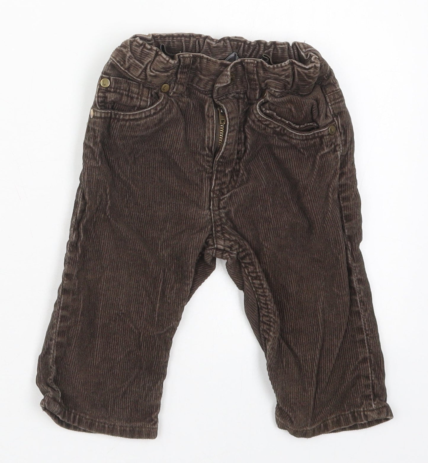H&M Boys Brown  Cotton Capri Trousers Size 9 Months  Button