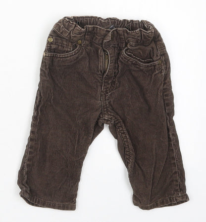 H&M Boys Brown  Cotton Capri Trousers Size 9 Months  Button
