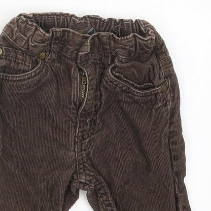 H&M Boys Brown  Cotton Capri Trousers Size 9 Months  Button